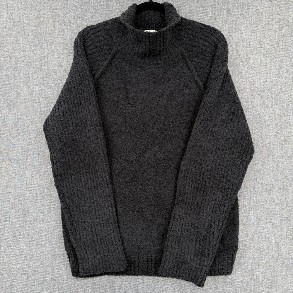 Softies Marshmallow Rib Mock Neck Sweater Black Sz L Plush Cozy Lounge Oversized - Picture 8 of 8